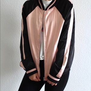 Pink & black pastel bomber jacket varsity